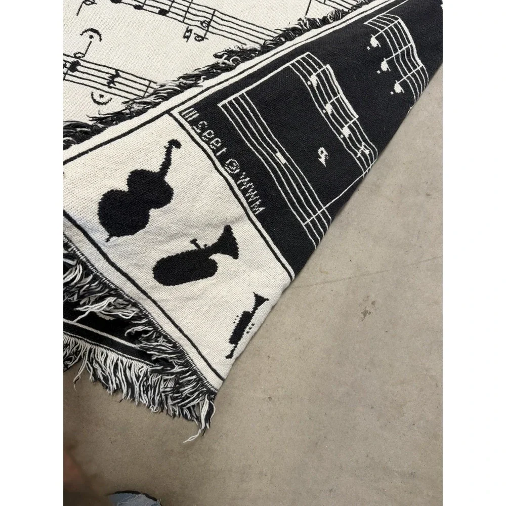 Beethoven's Fifth Symphony music instrument blanket tapestry throw 67x47